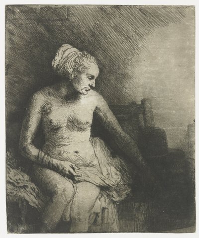 帽子をかぶったお風呂の女性 帽子をかぶってお風呂に入る女性 作： Rembrandt van Rijn