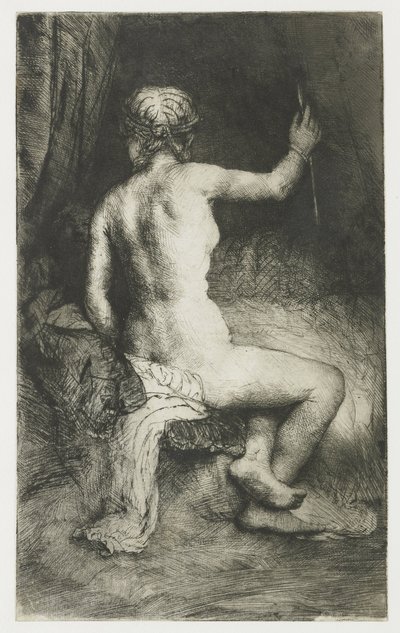 矢を持つ女性 作： Rembrandt van Rijn