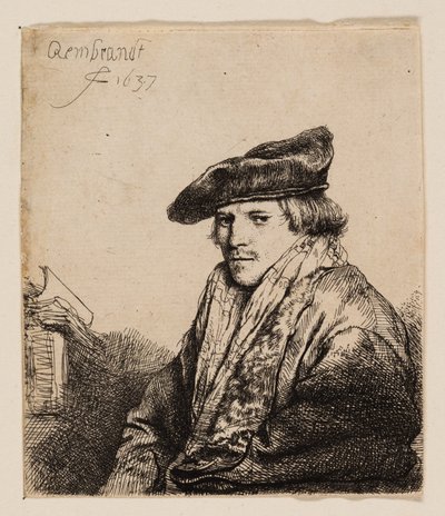 ベルベットの帽子をかぶった若者 (Petrus Sylvius?) 作： Rembrandt van Rijn