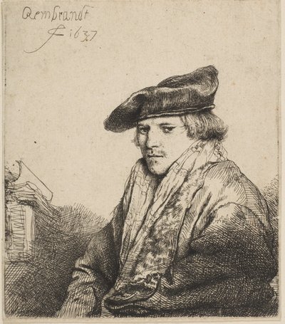 ベルベットキャップのフェルディナンドボルの若者、1637年。 作： Rembrandt van Rijn