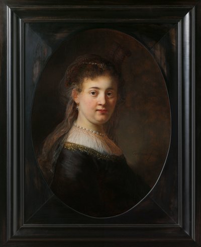 ファンタジー衣装の若い女性 作： Rembrandt van Rijn