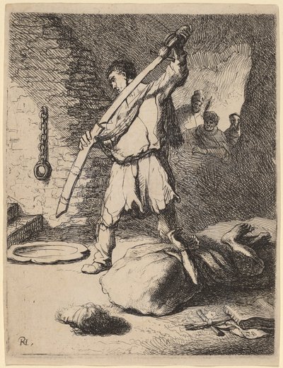 洗礼者ヨハネの斬首 作： Rembrandt van Rijn and Studio of Rembrandt