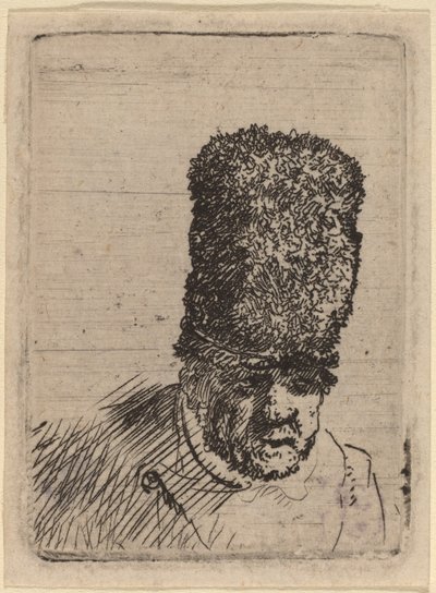 毛皮の高い帽子をかぶった老人の頭 作： Rembrandt van Rijn and Studio of Rembrandt