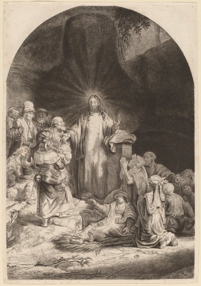 キリストの説教と癒し (100 ギルダー版画の断片) 作： Rembrandt van Rijn and William Baillie