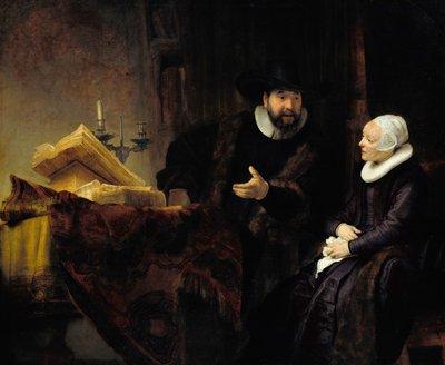 メノナイト説教者アンスローと彼の妻 作： Rembrandt van Rijn