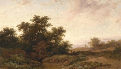 夕日に照らされた開けた風景 作： Remigius Adrianus Haanen