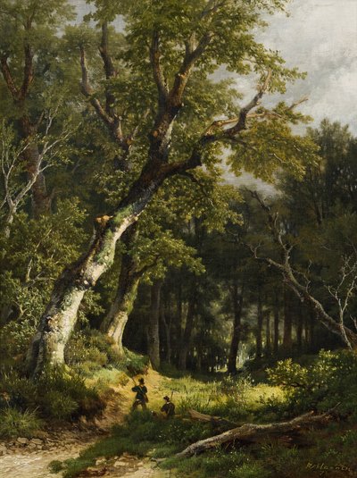二人の猟師と森の風景 作： Remigius Adrianus Haanen