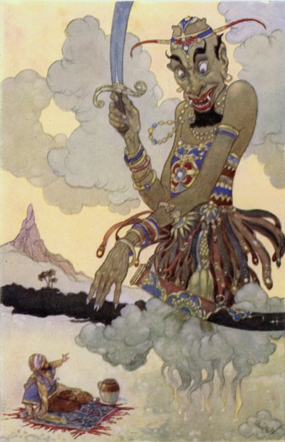 An Angry Genie（カラーリトグラフ 作： René Bull