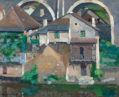 Casas no Vézère em Uzerche (óleo sobre papelão) 作： René Fontayne