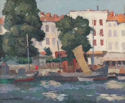 Le Quai des Dames (ヘシアンに油彩) 作： René Fontayne