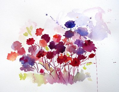 鮮やかな水彩の花々 作： 