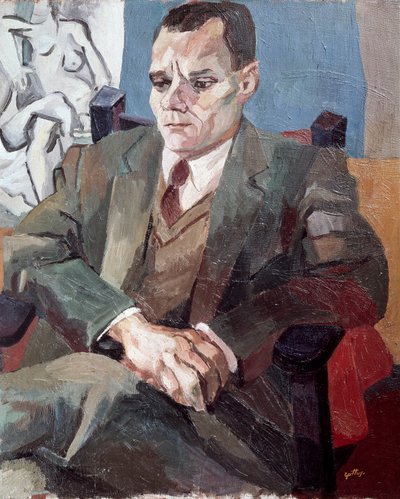アルベルト・モラヴィア（1907-1990）の肖像、イタリア人作家 作： Renato Guttuso