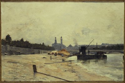 オルセー橋から見たアルマ橋と旧トロカデロ、1880年頃（油彩・カンヴァス） 作： Rene Billotte
