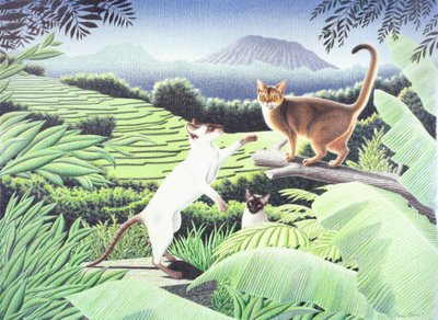 バリ、2002年、紙に色鉛筆画 作： Rene Boin