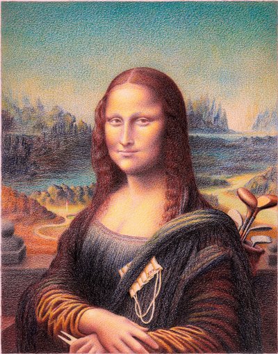 ダ・ヴィンチ＝ゴルフ、2020年、紙に色鉛筆画 作： Rene Boin