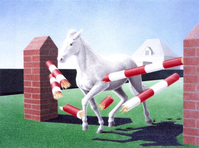 障害物, 2004, 色鉛筆画、紙 作： Rene Boin