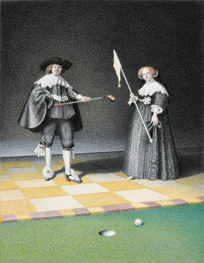 REMBRANDT-ゴルフ, 2016, 紙に色鉛筆画 作： Rene Boin