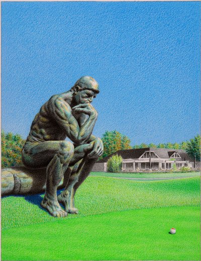 ロダン・ゴルフ、2022年、紙に色鉛筆画 作： Rene Boin