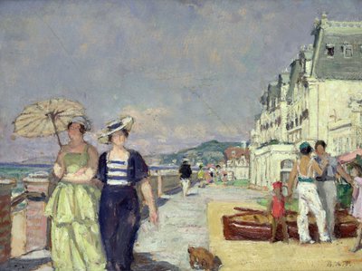 カブールの海辺のエレガントな女性、1929年頃（キャンバスに油彩） 作： René François Xavier Prinet