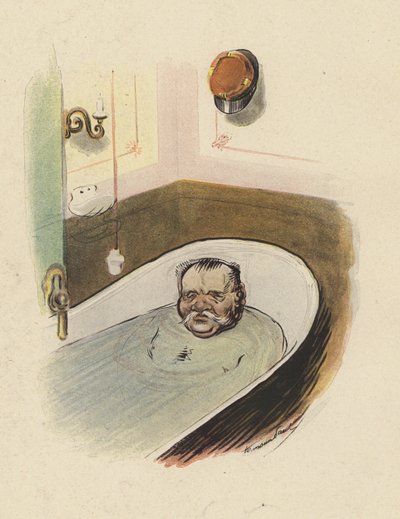 バスタブの中の男性（カラーリトグラフ 作： Rene George Hermann Paul