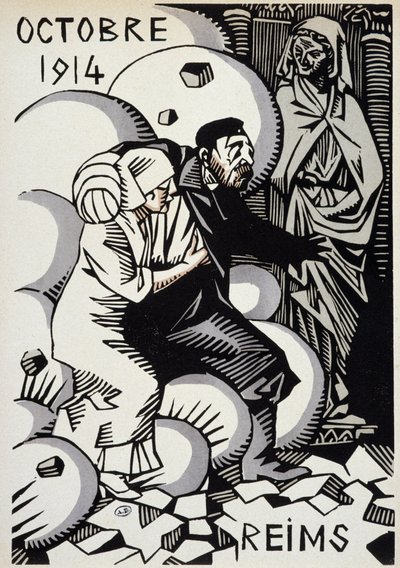 1914年10月、ランス - Herman Paulによるドローイング - "Calendar of War" ed.1916 作： Rene George Hermann Paul