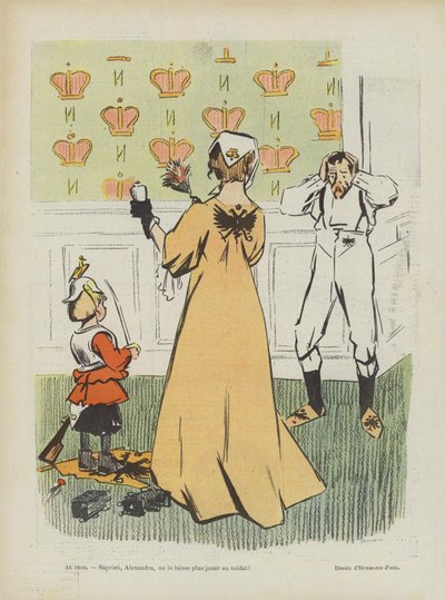 日露戦争におけるロシアの敗北を風刺する。ル・リールのイラスト 作： Rene George Hermann Paul