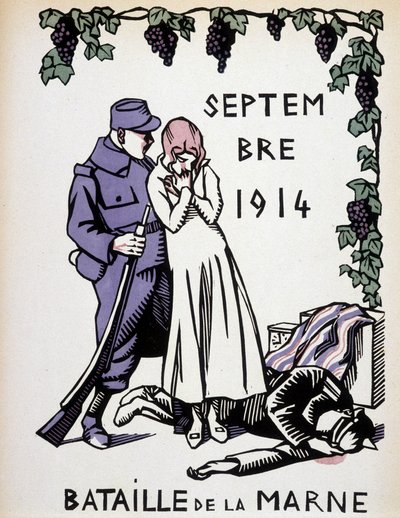 1914年9月。1914年9月：マルヌ川の戦い - ハーマン・ポールの描いた絵、「Calendar of War」編。1916 作： Rene George Hermann Paul