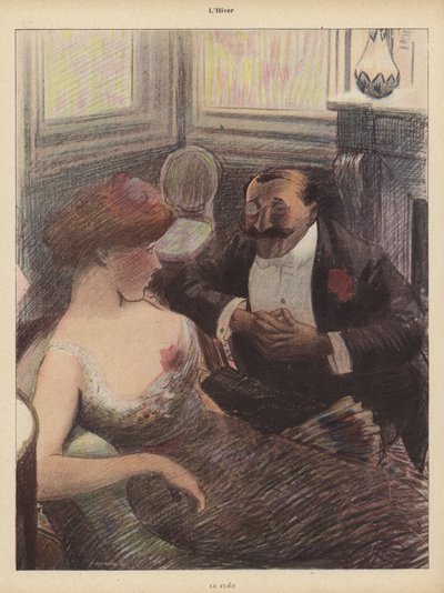 冬：「フラート」（カラーリトグラフ 作： Rene George Hermann Paul