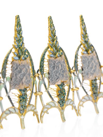 アールヌーボー「スピードウェル」ブレスレット、1900年頃（ガラス、エナメル、金 作： Rene Jules Lalique