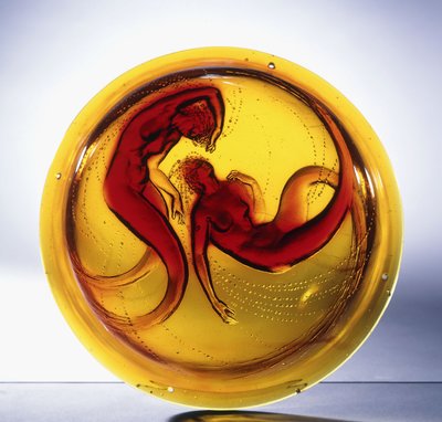 Deux Sirenes;非常に珍しい成形ガラスのシャンデリア、 作： Rene Jules Lalique