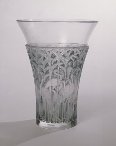 イビス花瓶、1934年（曇りガラス、青いガラス） 作： Rene Jules Lalique