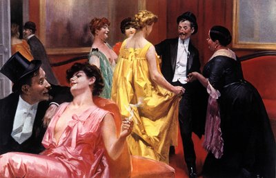 プレゼンテーションの様子。20世紀初頭のパリの家。イラストレーター：ルネ・ルロン（1871-1933 作： Rene Lelong