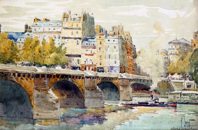 「ルーヴルの新しい橋と波止場」、c1890-c1938 作： Rene Leverd