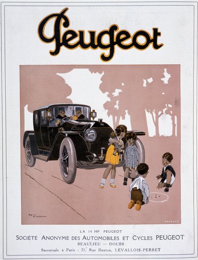 12月20日発売の「Comoedia illustrious」にプジョーの広告「The 14 HP Peugeot」が掲載されました。 作： Rene Vincent