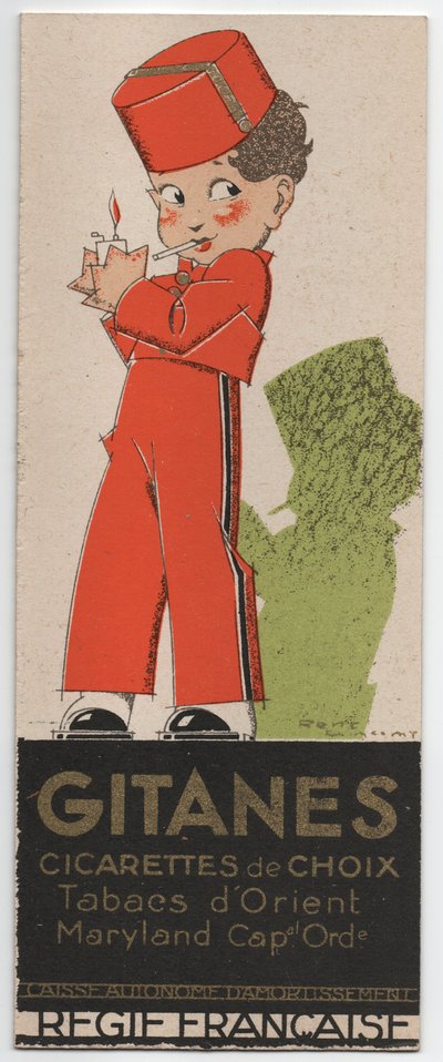 ジタネス・シガレッツ、1930年頃（ステンシル・プリント） 作： Rene Vincent