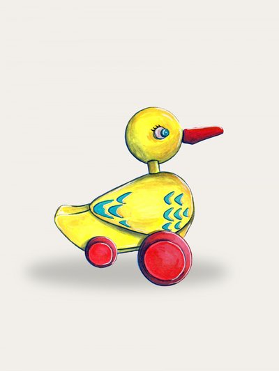 遊び心あふれる黄色いアヒルのおもちゃ 作： Renee Machan Cottagecore Artist