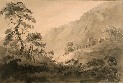 Mountainous Landscape With Ruin (pen, ink and ink wash over pencil on off-white laid paper prepared with a sepia wash)   1452677   ja       japanese Successfully Translated  Original: Pin - Shortleaf pine tree (Pinus echinata) Translat: Pin - Shortleaf pin 作： Rev. William Gilpin