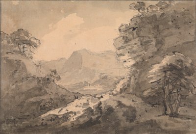 右に岩が多い山岳風景 作： Rev. William Gilpin