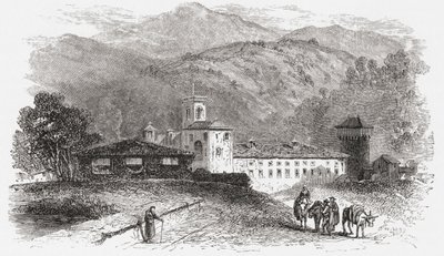 19世紀後半のイタリア、フィレンツェ、ヴァロンブローサの修道院。1890年頃に出版されたサミュエル・マニング師によるイタリアの写真より。 作： Reverend Samuel Manning