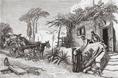 19世紀後半のイタリア、ナポリ近郊の托鉢修道士たち。1890年頃に出版されたサミュエル・マニング師によるイタリアの写真より。 作： Reverend Samuel Manning