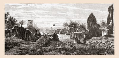 19世紀後半のイタリア、ローマ、パラティーノの丘、カエサル宮殿跡。1890年頃に出版されたサミュエル・マニング師によるイタリアの写真より。 作： Reverend Samuel Manning