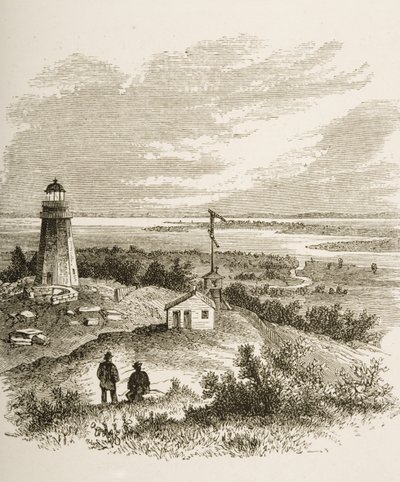 1870年代の灯台から見たサンディフックニュージャージー、1880年頃 作： Reverend Samuel Manning