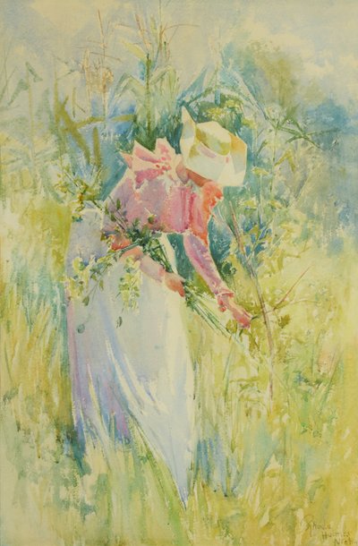 野草摘み 1900 （水彩・紙） 作： Rhoda Holmes Nicholls