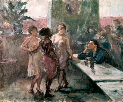 宿屋にて。リカルド・カナルス・イ・ランビ（1876-1931）の絵 作： Ricardo Canals y Llambi