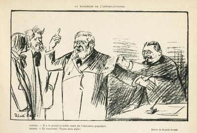Ricardo Flores (1878-1918)によるイラスト（Le Rire, 27/07/12） - AntimilitarismのWaterloo - Antimilitarism - Jaures Jean, Herve Gustave (1871-1944) 作： Ricardo Flores