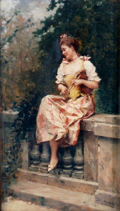 フルートを持つ少女 1895年頃（油彩・パネル） 作： Ricardo de Madrazo y Garreta