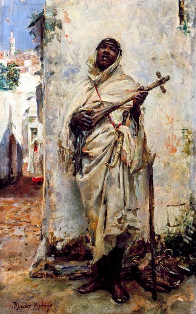 アラブの音楽家。リカルド・デ・マドラソ・イ・ガレータ（1852-1917）の絵画。木に油彩。個人蔵。 作： Ricardo de Madrazo y Garreta