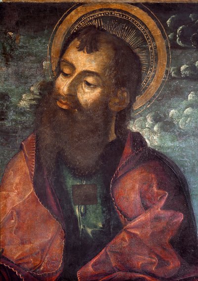 セントポールとセントピーター セントポールを表すディテール。 Riccardo Quartararo (15 ～ 16 世紀) による絵画 1493 Dim. 216x155 cm パレルモ、Galleria Regionale della Sicilia、inv. 53 作： Riccardo Quartararo
