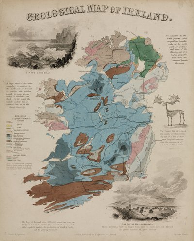 アイルランドの地質図」1850年代頃 作： John Pardon