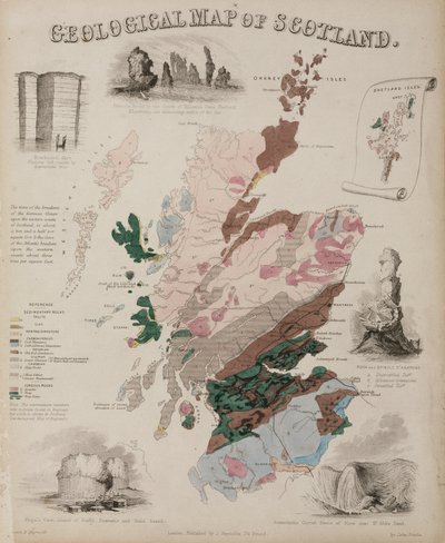 スコットランドの地質図」、1850年代頃 作： John Pardon